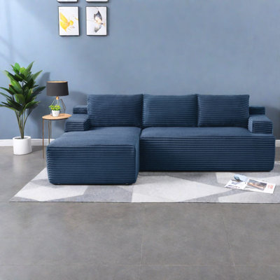 Modular Corduroy Sofas, No Assembly, Blue, Ideal For Living Room