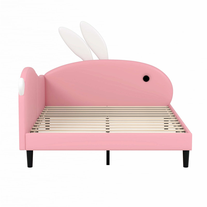 Lit de jour rembourré en forme de lapin, canapé-lit avec tête de lit à oreilles de lapin