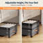 Rangement sous le lit 90L avec roulettes, hauteur réglable, paquet de 2, gris