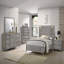 Commode 5 tiroirs, placages assortis gris