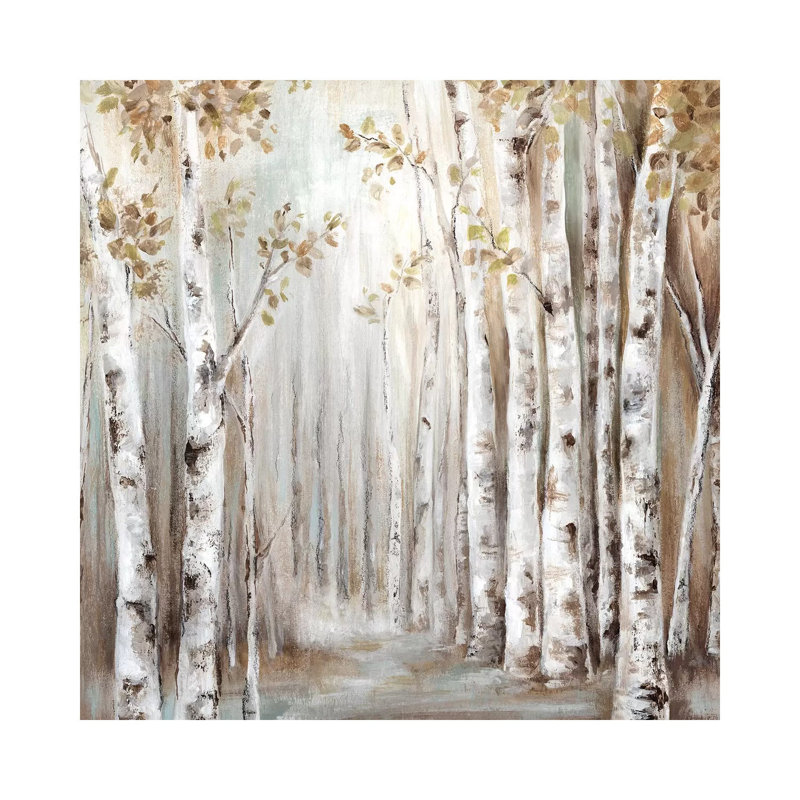 Sunset Birch Forest III by Eva Watts - Painting on Canvas, No Frame, 93.98 cm H x 93.98 cm W x 1.91 cm D