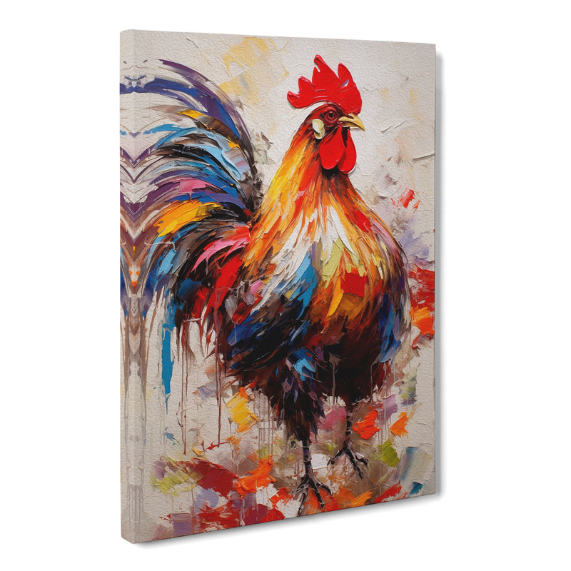 Rooster Gestural - No Frame Print, 60cm H x 40cm W x 3cm D