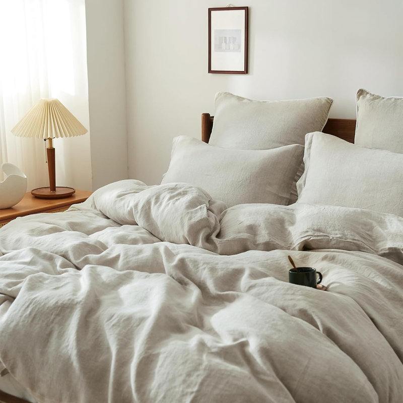 100% Linen Duvet Cover Set, King Duvet Cover + 2 pillowcases, Linen