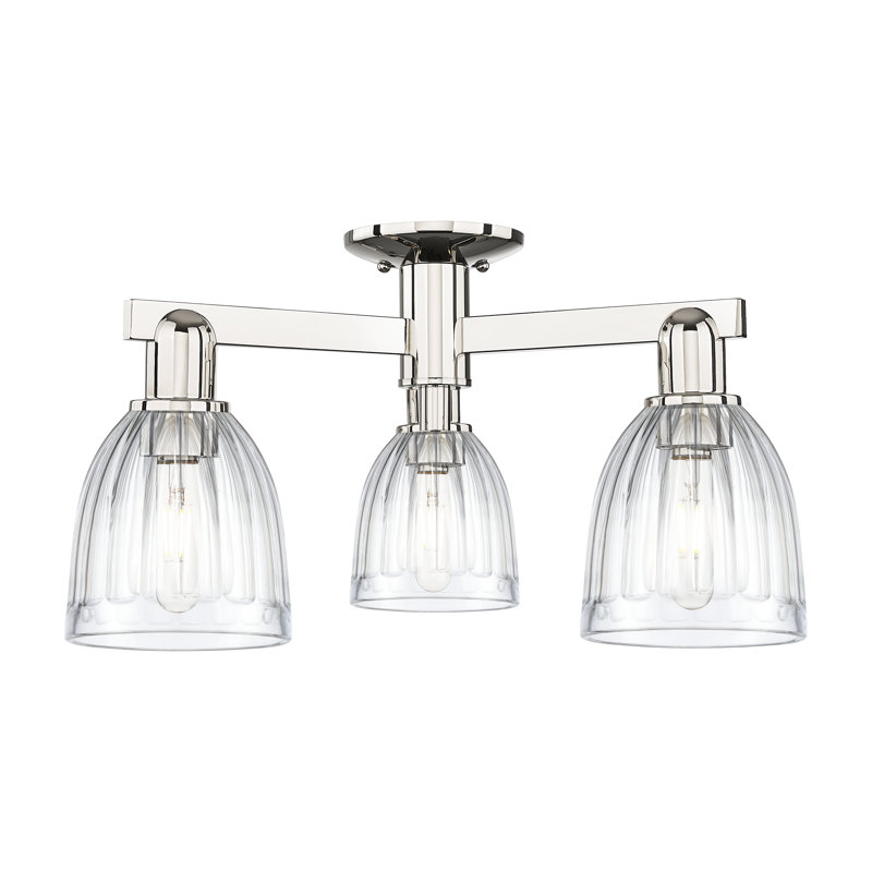 Plafonnier semi-encastré 3 lumières Arcadia - Cozine, Nickel poli