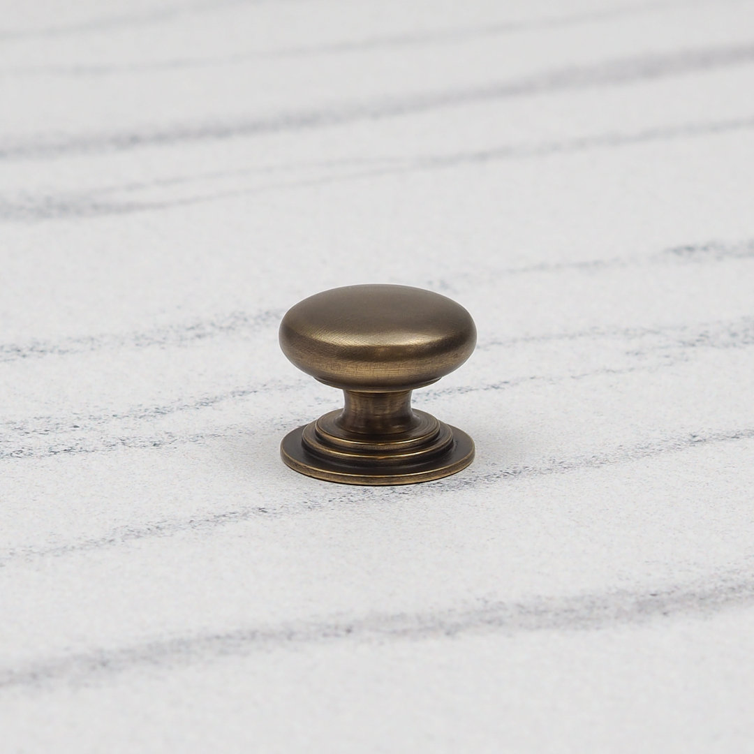 Brushed Antique Brass Cup Handle & Coordinating Knobs