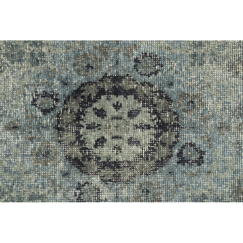 Distressed Homage Hand Knotted Wool Geometric Area Rug, Rectangle 8' x 10'