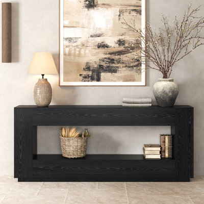 Console extra longue 78 pouces pour vestibule, canapé à 2 niveaux derrière le canapé avec rangement pour salon, vestibule, couloir, chêne brun