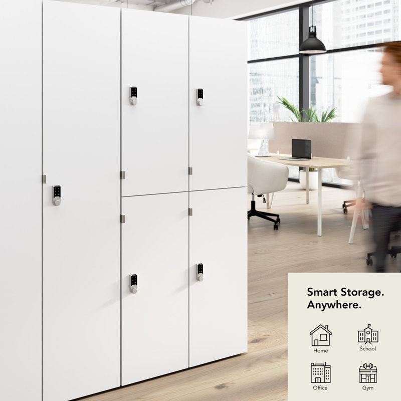 Bush Business Furniture Assure Two Tier 4 Door Storage Lockers With Keypad Locks, White