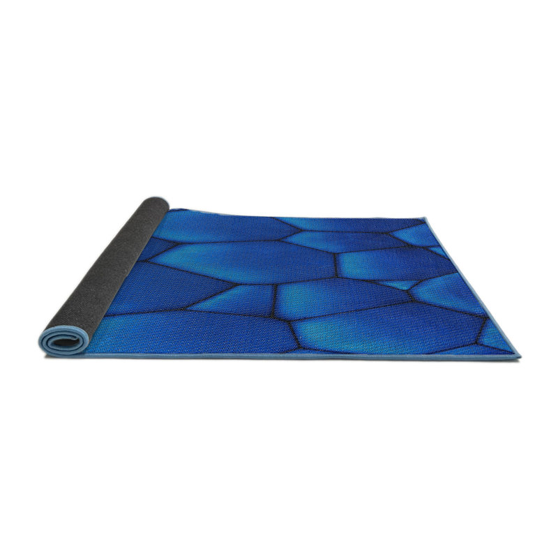 Tapis bleu tissé à la machine, Carré 6 pi