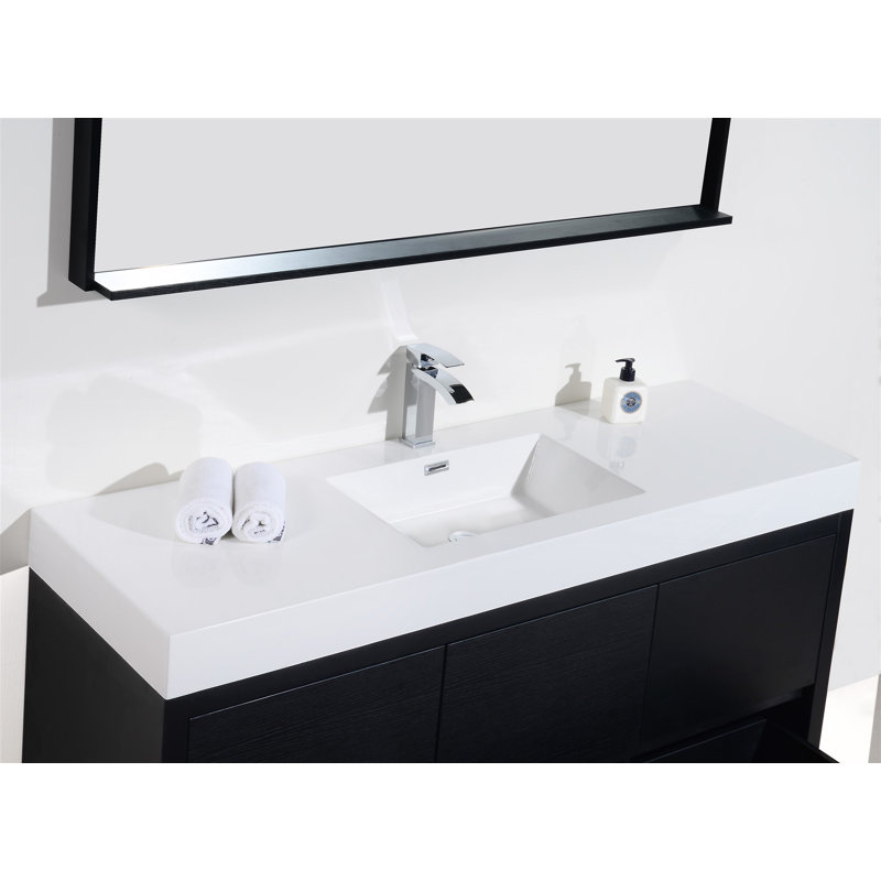 Ensemble de meuble-lavabo simple l 59 po x P 18,5 po x H 35 po Royka, Noir