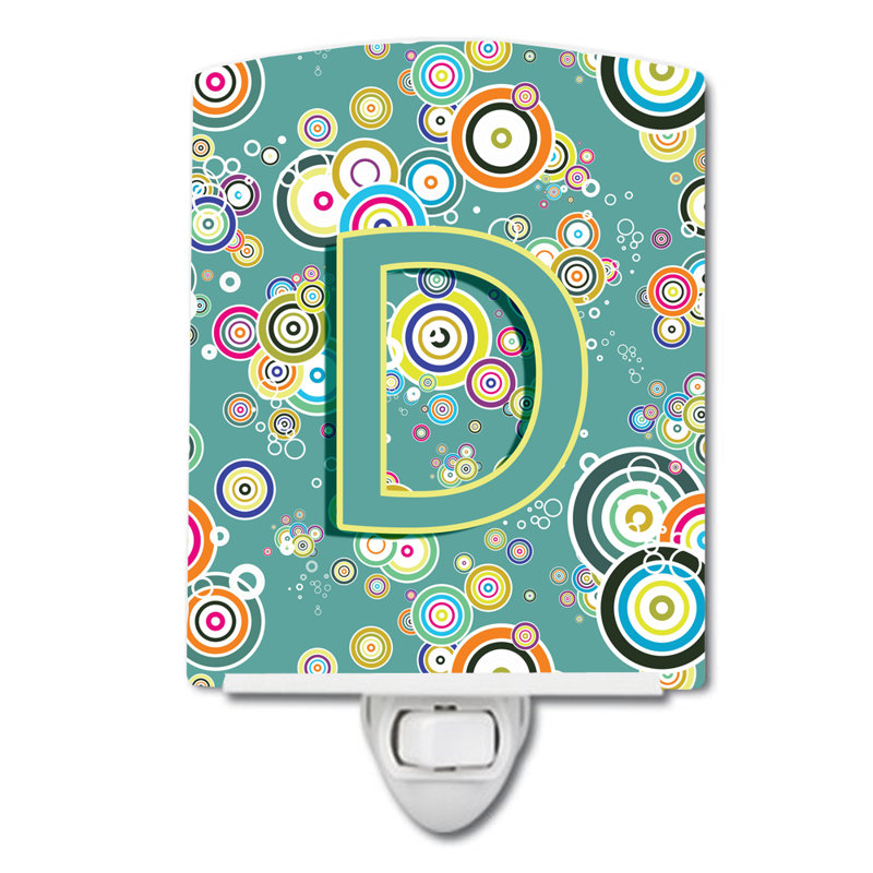Circle Initial Alphabet Ceramic Night Light, D