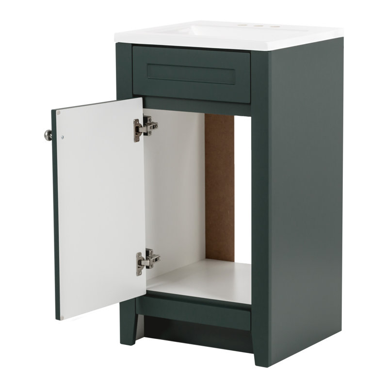 Meuble-lavabo simple 18,5 po avec plateau en marbre de culture, Vert viridien