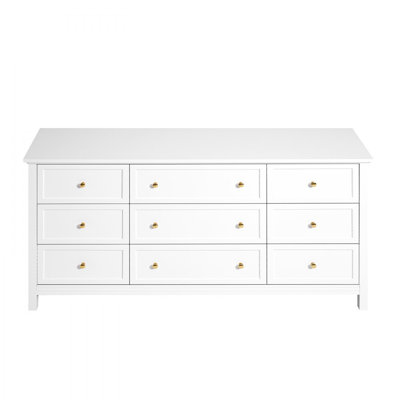 9 Drawer Dresser, Wooden Chest of Drawers with Sliding and Anti-tip Device, Retro Minimalist Dresser Chest, Closet Storage TV Stand Organizer for Livi by Ebern Designs