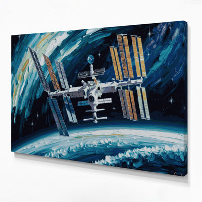 Space International Space Station Blue Canvas Wall Art