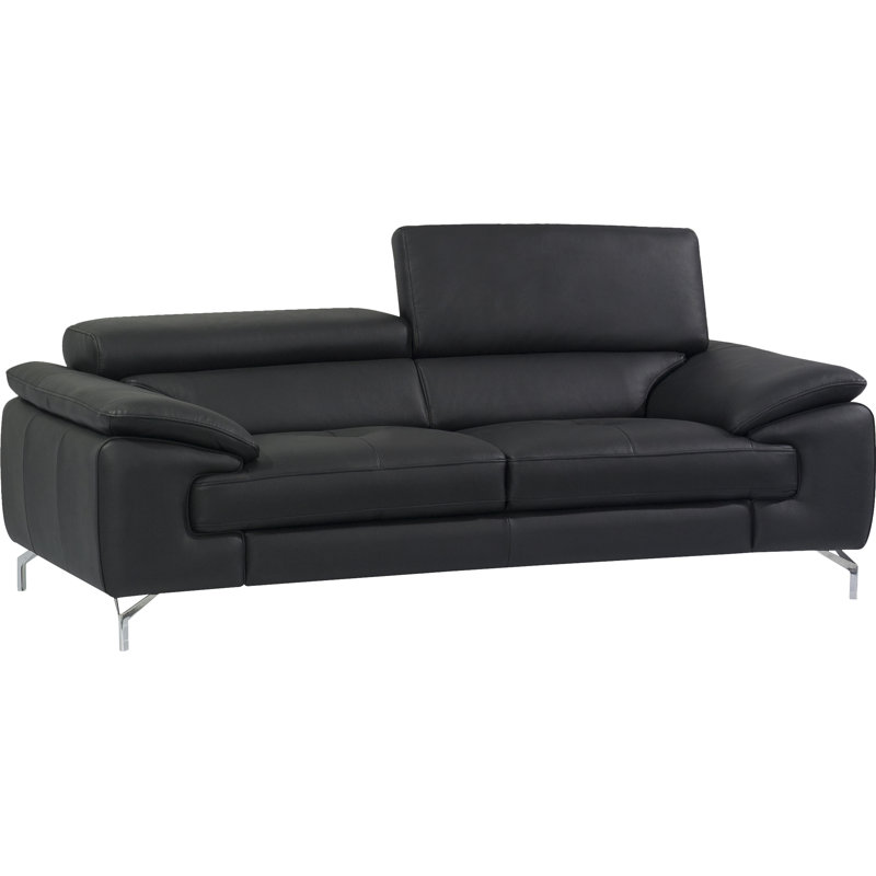 Laurenard 73" Genuine Leather Pillow Top Arm Sofa, Gray Genuine Leather, 36.2" H x 73" W x 42" D