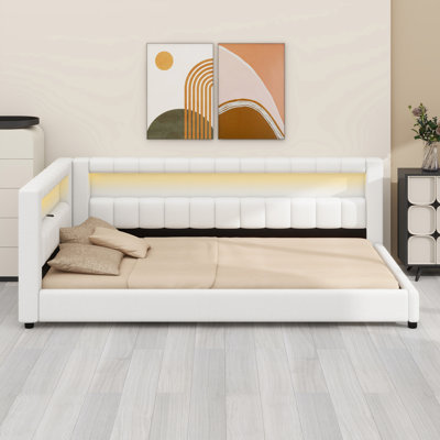 Modern Platform Bed with Integrated USB Charging and Ambient LED Lighting