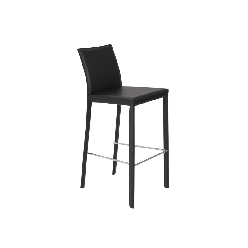 Gilson Upholstered Counter Stool, Black Faux Leather, Bar Stool (30" Seat Height)