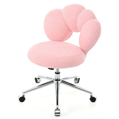 Chaise de bureau à domicile avec pivotement à 360 ° et housse en tissu - rose rotatif confortable