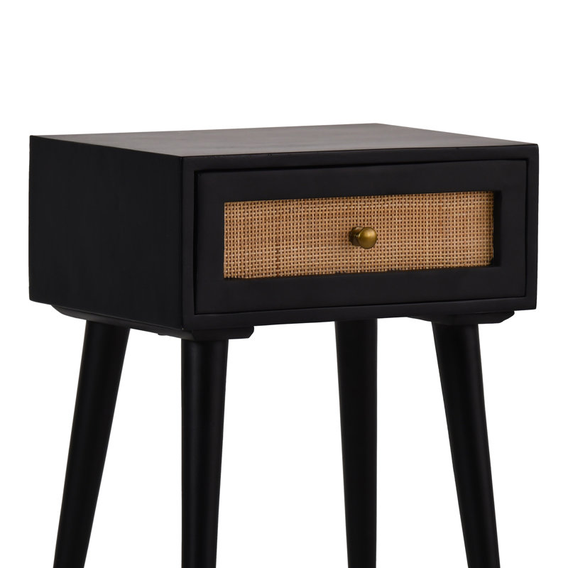 Orlanda 18'' W Solid Wood Nightstand, Black/Brown