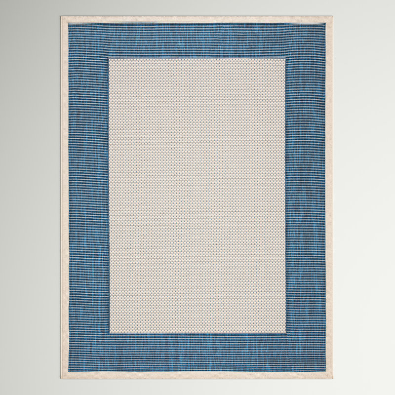 Tirrelle Beige/Navy Indoor/Outdoor Area Rug, Rectangle 8' x 10'