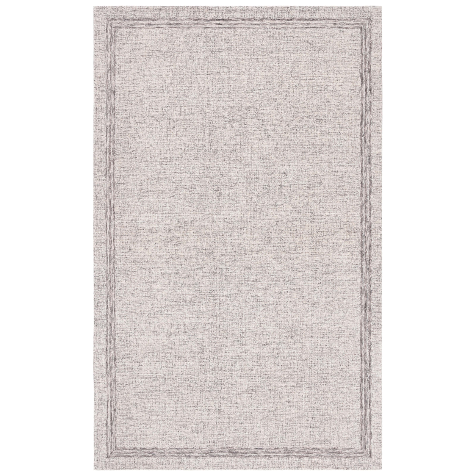 Gray Beige Hand-Tufted Wool Rug, Rectangle 6' x 9'