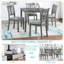 Ensemble de table de salle à manger en bois 5 pièces, ensemble de table de cuisine avec table rectangulaire et 4 chaises rembourrées-1559890968
