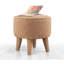 Élégant pouf en fausse fourrure avec pieds en bois, brun | 15 po de diamètre, 14,6 po de hauteur | Housse 100% fausse fourrure, 35 éponges orthopédiques, 2,4 po d'épaisseur | Design scandinave moderne, idéal pour le salon et la chambre à coucher-322239410