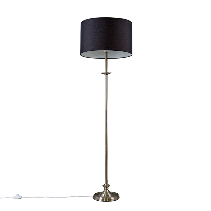 Roupen 144cm Traditional Floor Lamp, Antique Brass, Black