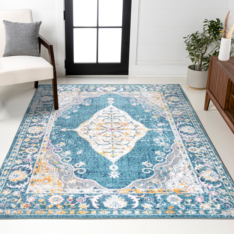 Tapis turquoise / gris Adao Bohemian Cottage, Rectangle 4 pi x 6 pi