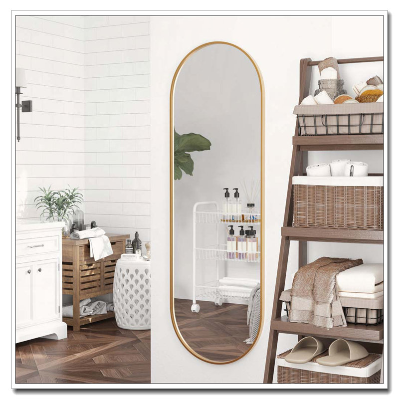 63" x 20" Oval Full-Length Mirror, Gold