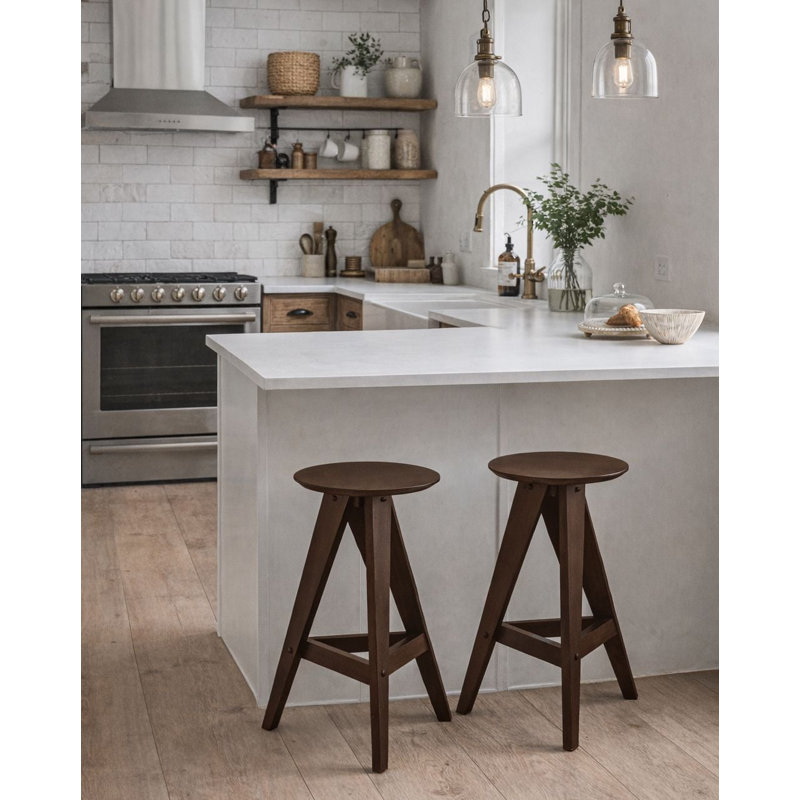 Set of 2 Wooden Bar Stools AROMA, Brown