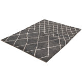 Tapis unique en laine noué à la main style contemporain gris foncé de 6 pi x 9 pi années 2010 Fjorela