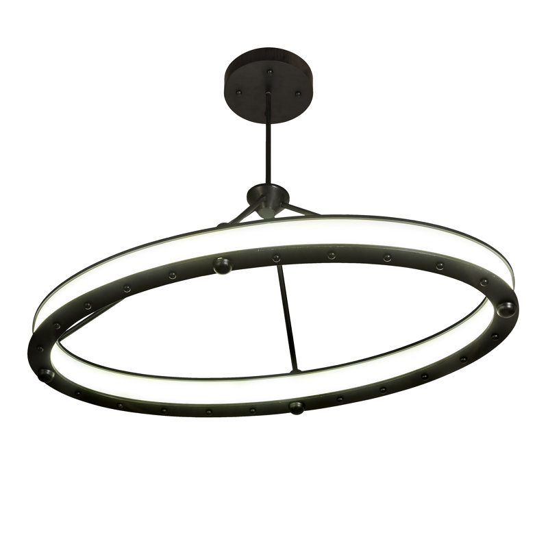Anillo 1 - Light Brushed Blackened Steel LED Unique/Statement Pendant