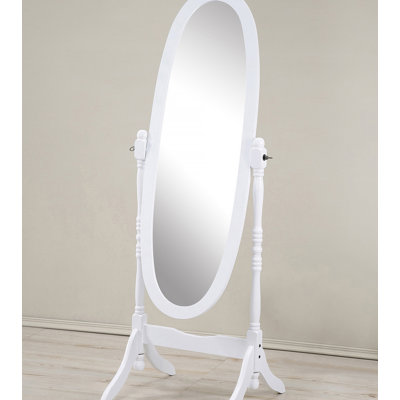 Miroir de plancher traditionnel en bois de style reine Anna, finition blanche