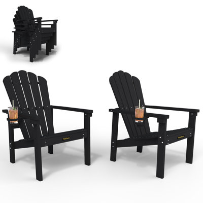 Pakkdiarie Stackable HDPE Adirondack Chairs, All-Weather Outdoor Patio Chairs – Durable, Space-Saving Seating for Porch, Lawn, Garden, Backyard