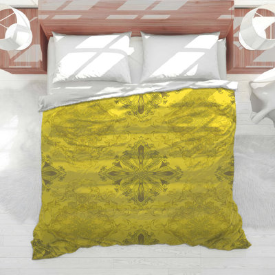 Ornate Yellow Damask Comforter