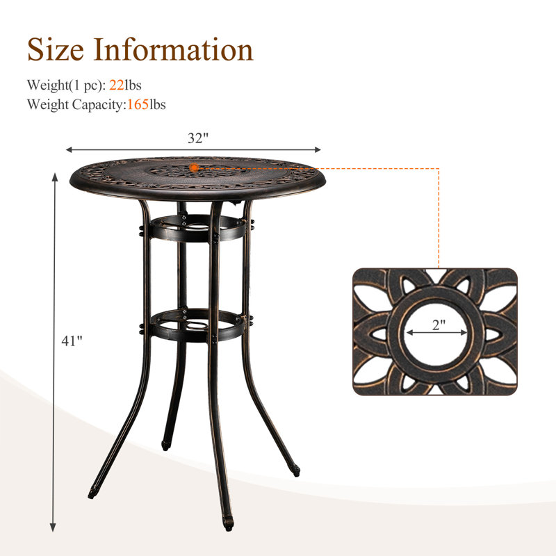 Outdoor Cast Aluminum Round Dining Table
