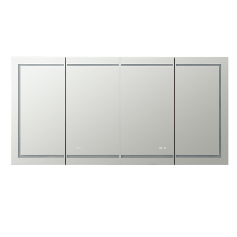 AQUADOM Signature Royale 72"x36"x5", LED Medicine Cabinet with Defogger, Electrical Outlets, Digital Clock, Dimmer, Adjustable LED 3X Magnifying Mirror