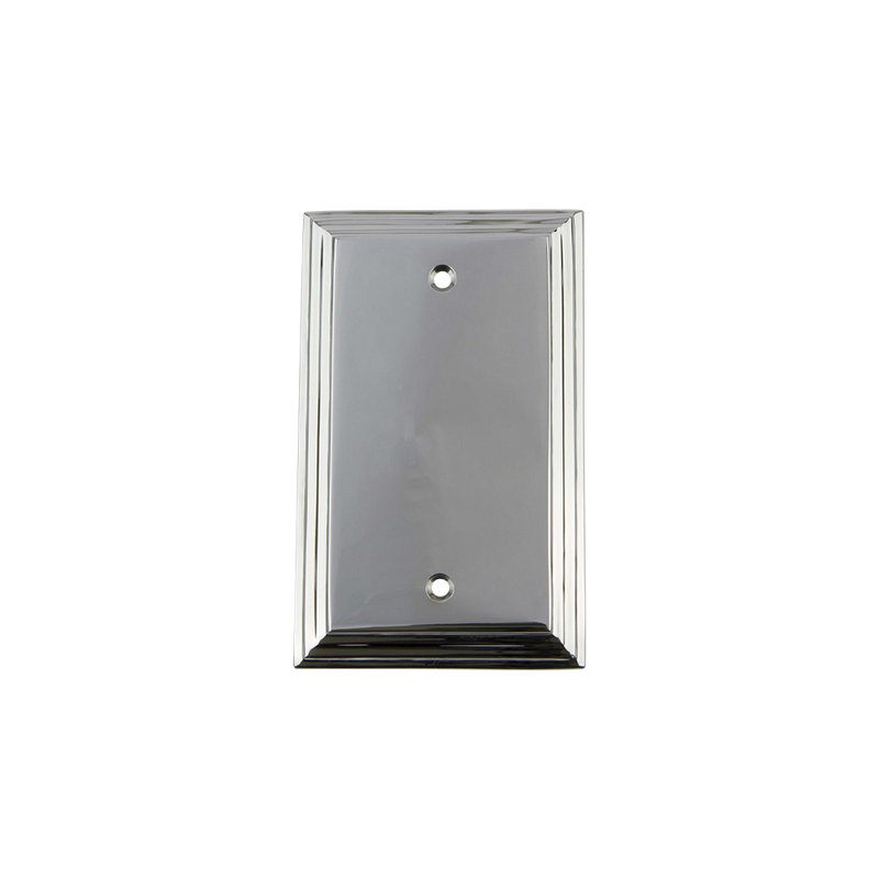 Deco Blank Wall Plate, Bright Chrome