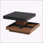 Table basse carrée rotative à 360 ° avec trois plateaux amovibles, table de centre de ferme en bois à 2 niveaux avec rangement pour le salon, 27,5 po x 27,5 po-937391971