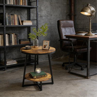 Table d'appoint moderne, table de bout rustique, table basse ronde
