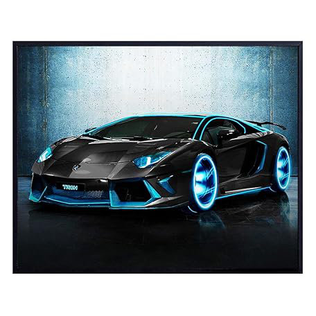 Tron Lamborghini Aventador - Einzelner Bilderrahmen Kunstdrucke auf Leinwand