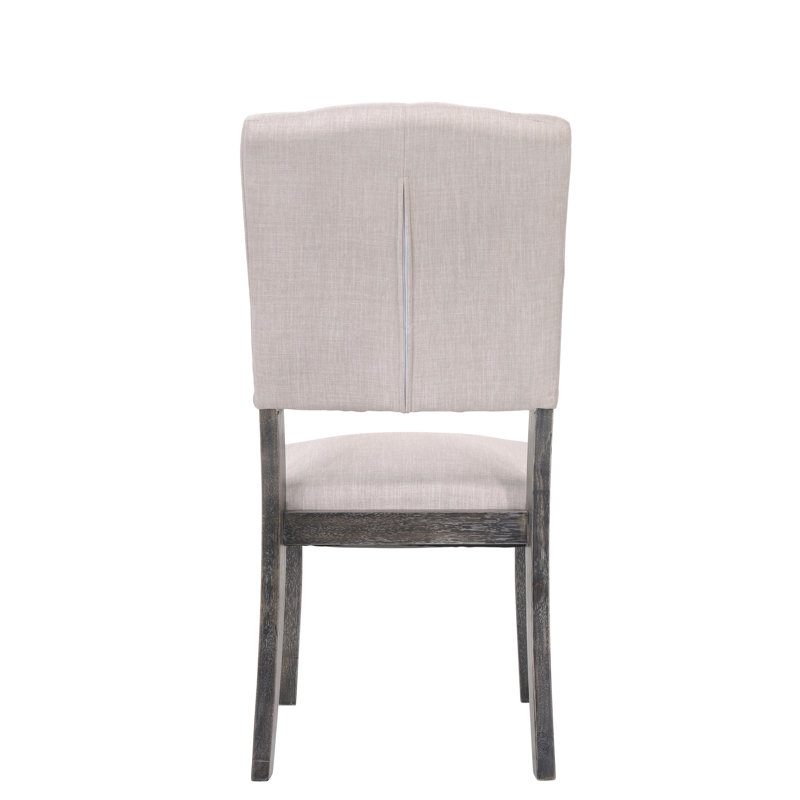 Ensemble de 2 chaises d'appoint en lin - beige et gris, siège gris confortable, durable