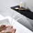 Waterfall Bathroom Sink Valve Matte Black, Created With Brass, Single For Easy Water Adjustment, Elegant Setup Spout Faucet In Fine Effortless Temperature Space Optimized Interior-124241905