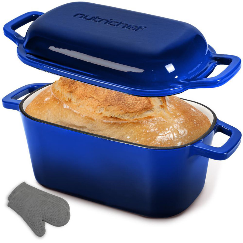 Moule à pain en fonte émaillé Nuthausf, Bleu, 5,83 po H x 13,98 po L x 6,57 po P