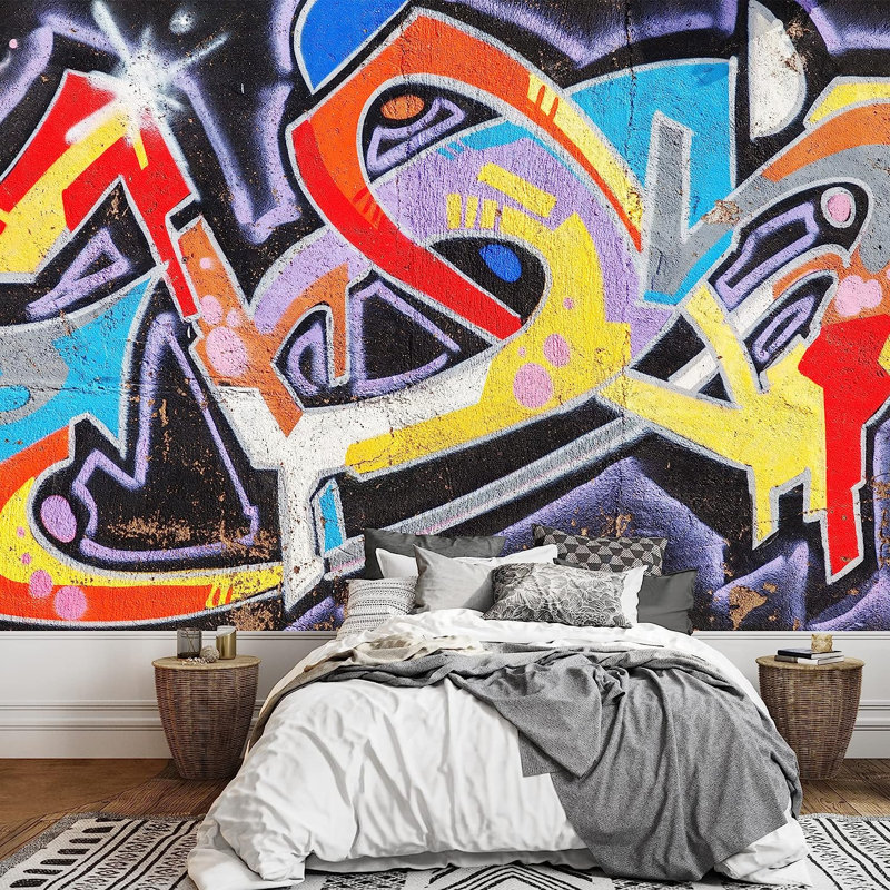 Peinture murale vibrante Graffi Street Paint simple et mystérieuse, 100 pi x l 144 po, L 100 po x l 144 po