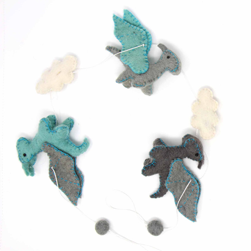 Guirlande dragon feutre Chelan, Bleu / Gris