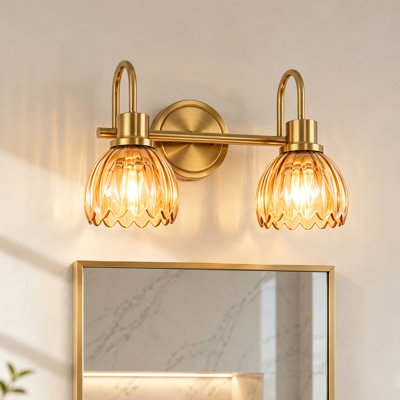 15in Traditional 2 - Light Bathroom Vanity Light