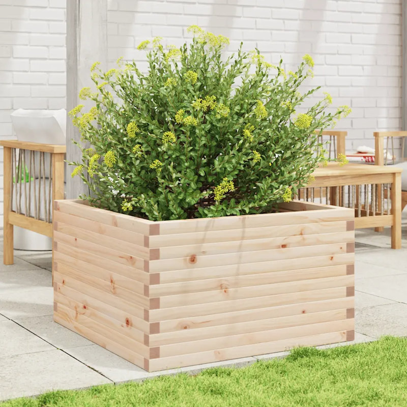 2 Wood Planter, Natural pine wood, 23cm H x 50cm W x 50cm D