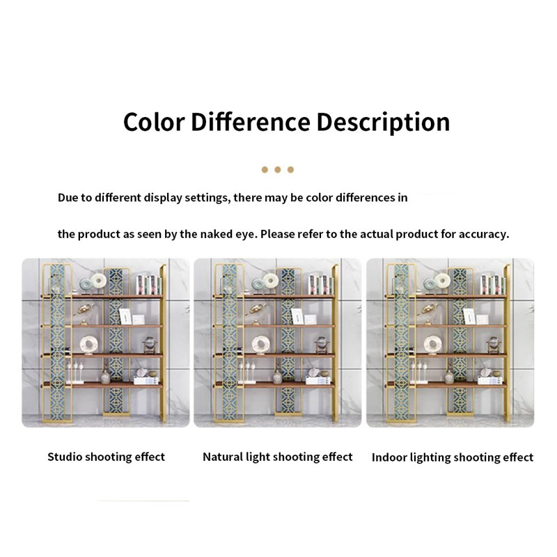 Luxurious and fashionable bookcase, (4 Shelves) 78.7"H x 31.4"W x 13.7"D, Gold/Brown